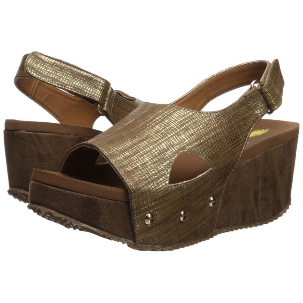 Volatile Kilkenny Platform Wedge Sandals Metallic Black Size 9 NWOT
